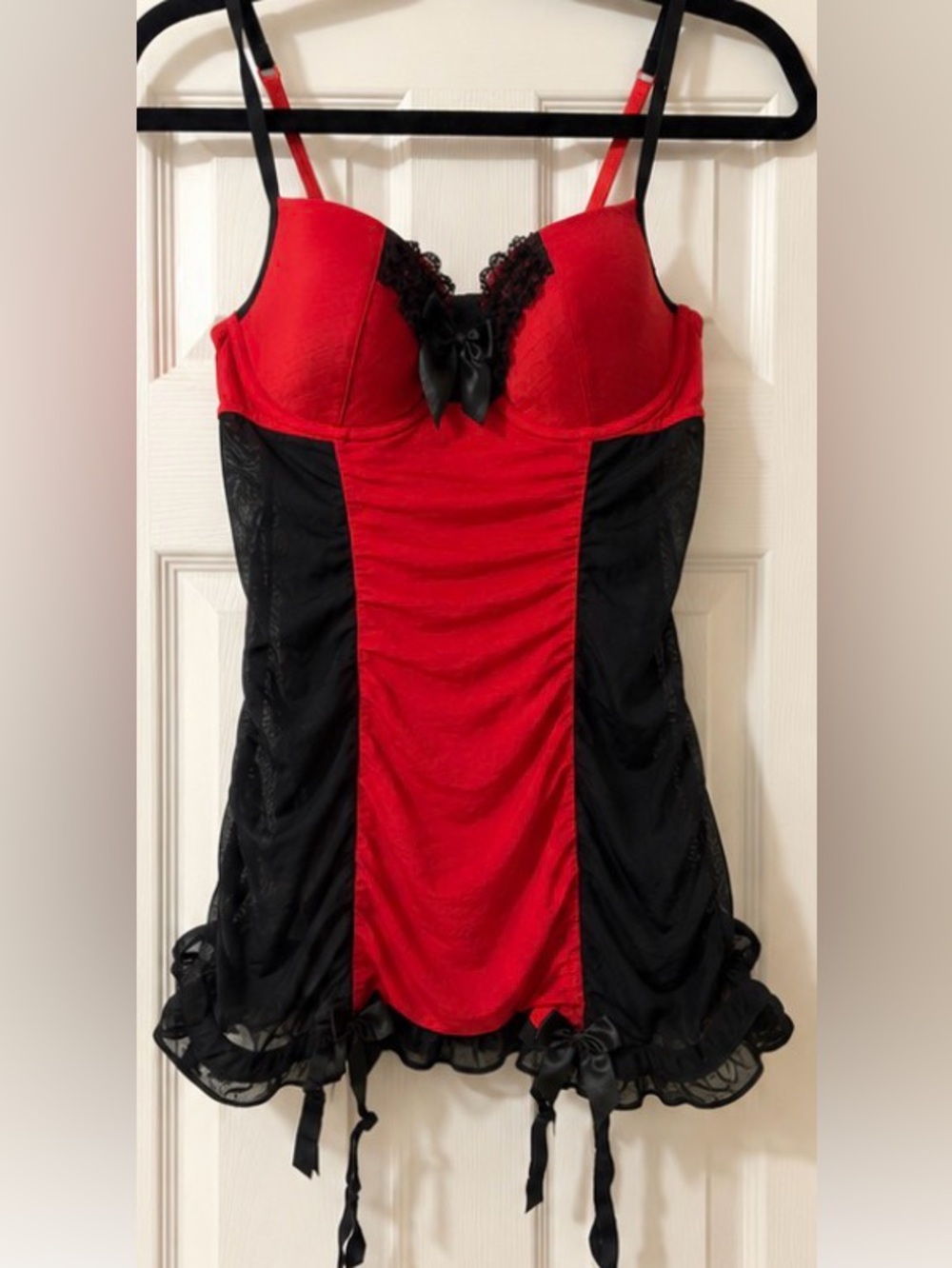 La Senza Red & Black Lace Bustier Chemise | NWT | Size Medium